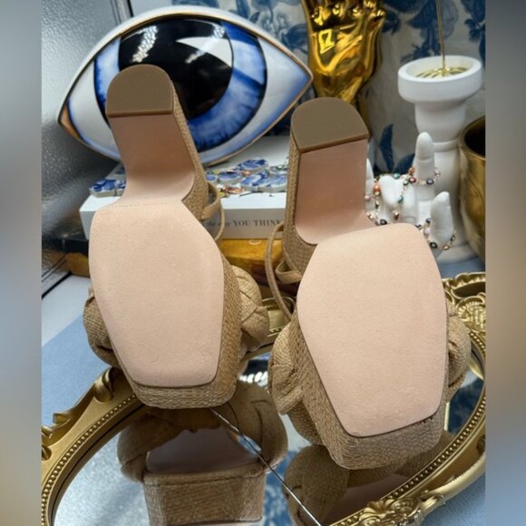 🆕 LOEFFLER RANDALL 🧿 NWOB Fae Natural Raffia Platform Puffy Braided Heel, Sz 7 - Picture 16 of 16